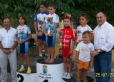 El joven totanero del Club Ciclista Santa Eulalia, José Ángel Camacho, sube a la tercera posición del podium en Totana