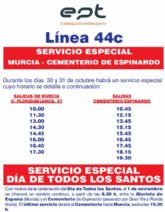 Obras Públicas amplía hasta las 11.000 plazas el transporte público en Murcia para el Día de Todos los Santos