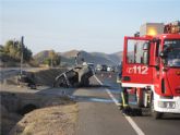 Cruz Roja de Águilas asiste un grave accidente de tráfico en la RM-11 que une la ciudad costera con Lorca