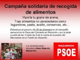 La Agrupación Socialista de Mazarrón organiza una recogida solidaria de alimentos