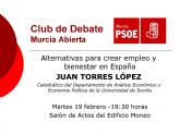 El Club de Debate 'Murcia Abierta' programa una conferencia del economista Juan Torres López