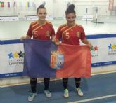Las jugadoras del Roldan FSF, Marta Peñalver y Mayte Mateo, subcampeonas con la selección española en el Campeonato Universitario Mundial de Fútbol Sala