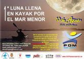 Santiago de la Ribera acoge la I Luna Llena en Kayak por el Mar Menor el domingo 10 de agosto