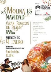 El Ayuntamiento de Molina de Segura invita a degustar  este jueves 4 de enero un gran Roscón de Reyes de 120 metros en la entrada al Parque de la Compañía