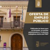 Publicadas las bases para el proceso selectivo de un formador y un auxiliar administrativo para el Ayuntamiento de Jumilla