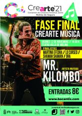 La fase final de la modalidad de música del Certamen de Creación Artística Joven CREARTE 2021 de Molina de Segura se celebra el viernes 12 de noviembre con MR. KILOMBO como artista invitado
