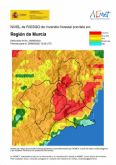 El nivel de riesgo de incendio forestal previsto para hoy miércoles es extremo o muy alto en toda la Región, excepto el litoral
