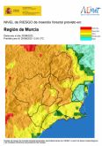 El Riesgo de incendio forestal previsto para hoy 26 de agosto es MUY ALTO ó ALTO en la Región de Murcia