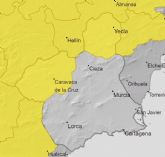 Meteorolgía establece para mañana lunes aviso de nivel amarillo en la Región de Murcia