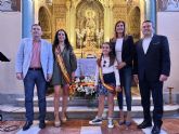 La Virgen de la Salud de Archena recibe una ofrenda floral de la Federación de Peñas festeras de Alcantarilla