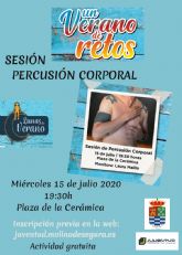 La Concejalía de Juventud de Molina de Segura organiza una sesión de percusión corporal el miércoles 15 de julio, dentro del programa UN VERANO DE RETOS