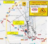 La Policía Local de Lorca establece medidas especiales de circulación en la intersección entre la carretera  Vieja del Pantano y la de Caravaca