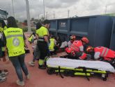 La UCAM realiza un simulacro de accidente múltiple en la Escuela de Bomberos de Murcia