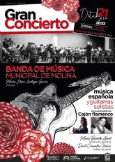 La Banda Municipal de Música y solistas de guitarra, saxo y flamenco ofrecen un CONCIERTO DE MÚSICA ESPAÑOLA en el Teatro Villa de Molina el viernes 21 de octubre