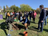 El consejero, Antonio Luengo y el alcalde, José MIguel Luengo asisten a una plantación de árboles en el CEIP Sevecho Ochoa, de San Javier