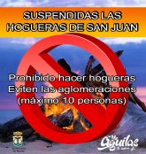 La concejalía de Seguridad recuerda que este año no están permitidas las hogueras de San Juan