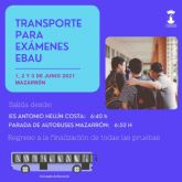 El ayuntamiento habilita autobuses para los exámenes de la EBAU los días 1, 2 y 3 de junio