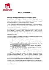 Valoración del Pleno Ordinario del 24 de septiembre de 2021. IU-verdes Alhama de Murcia