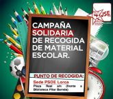 Juventudes Socialistas inicia una campaña solidaria con el objetivo recoger material escolar para familias lorquinas con menos recursos