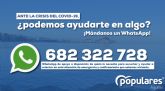 El PP de Águilas recuerda su número de WhatsApp para escuchar y orientar a los aguileños ante la crisis del COVID-19