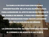 La familia de Cristian ha convocado una concentración en la plaza Ramón y Cajal