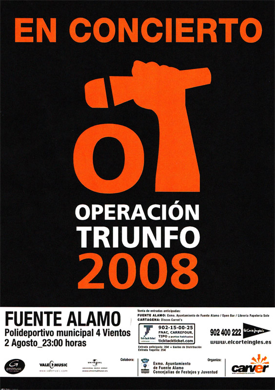 La gira Operacion Triunfo 2008 (OT 2008) llegará a Fuente Álamo (Murcia) el próximo 2 de Agosto - 1, Foto 1