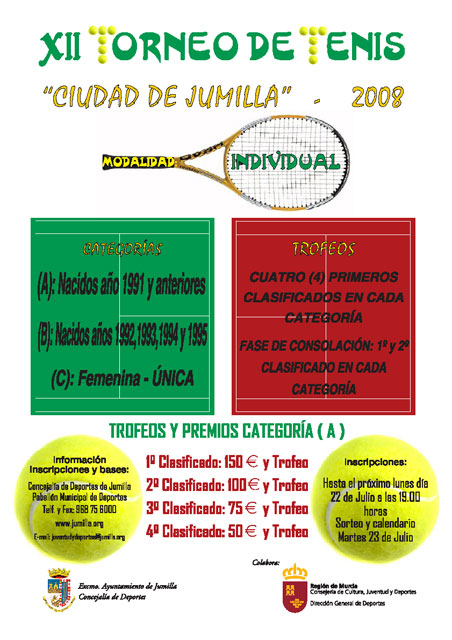 Mañana martes finaliza el plazo de inscripción para al XII torneo de tenis ‘Ciudad de Jumilla’ - 1, Foto 1