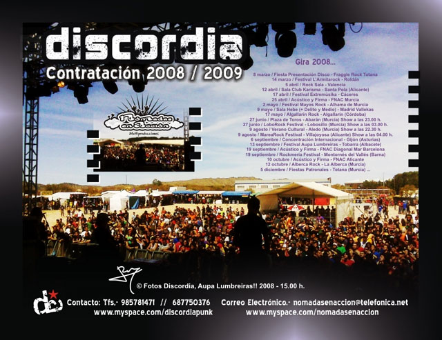DISCORDIA cerrará su gira 2008 en Totana, el 5 de diciembre, en las fiestas patronales de Santa Eulalia, Foto 1