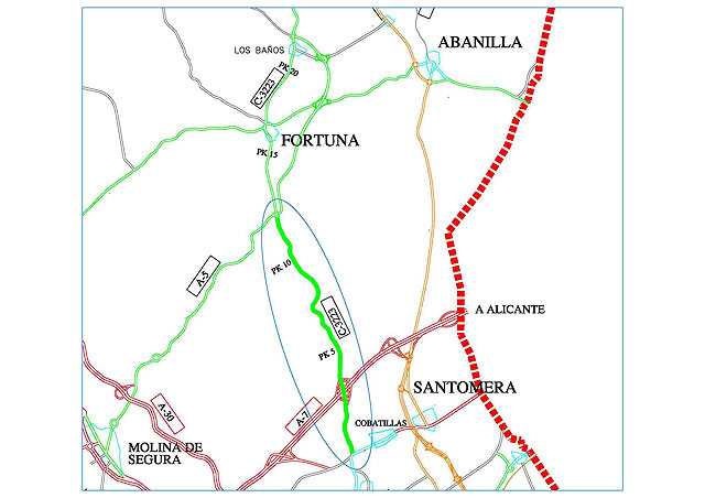 La Comunidad Autónoma invertirá 1,8 millones de euros para mejorar la carretera de Cobatillas hasta la variante de Fortuna - 1, Foto 1