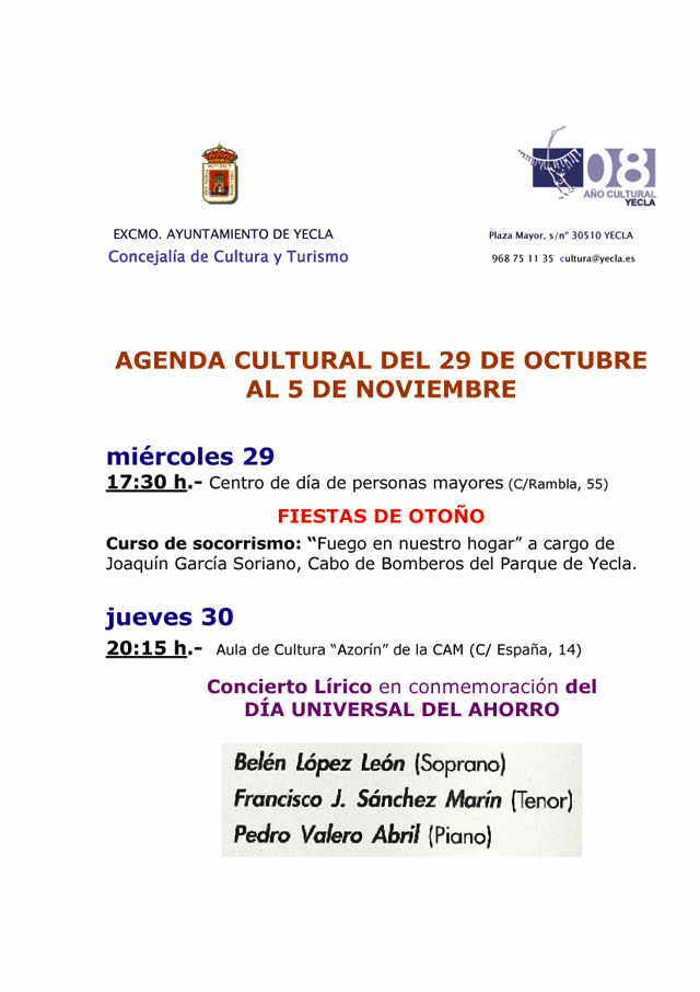 Agenda cultural de Yecla para los próximos días - 1, Foto 1