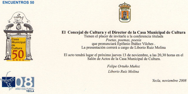 Conferencia Poetas, poemas, poesía a cargo de Epifanio Ibáñez Vilches - 1, Foto 1