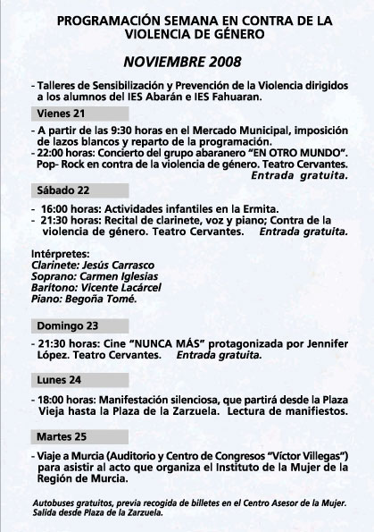 Programación de la Semana en contra de la violencia de género en Abarán - 1, Foto 1