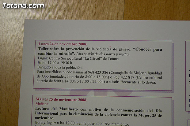 Totana se suma a los actos del “Da Internacional para la Eliminacin de la Violencia contra la Mujer” el prximo martes 25 de noviembre - 1