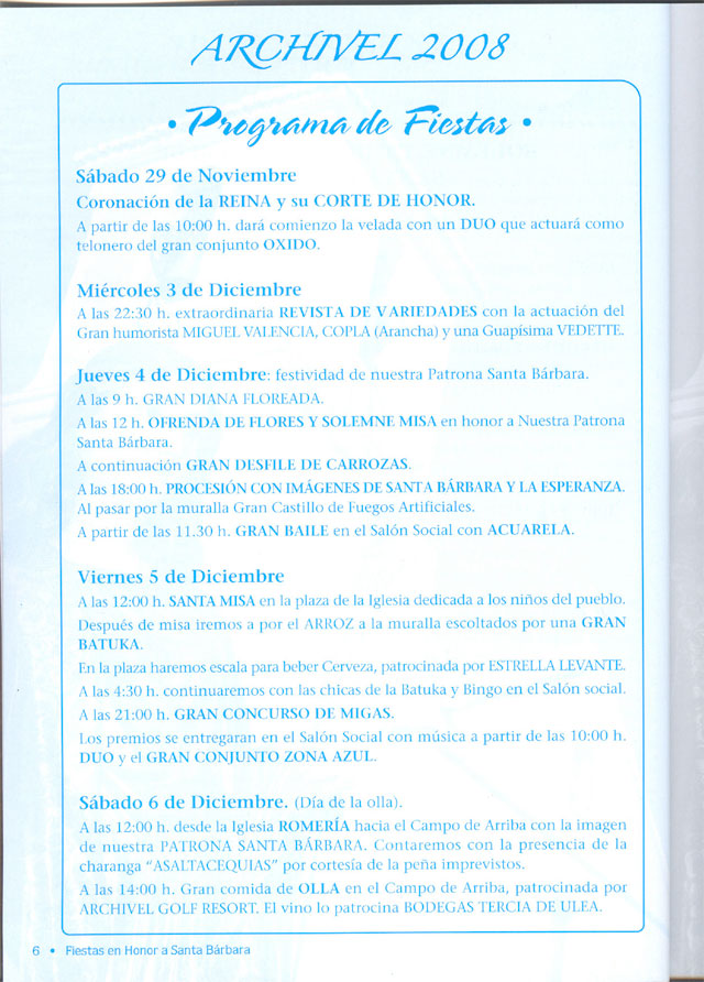 Programa de fiestas de Archivel 2008 - 1, Foto 1