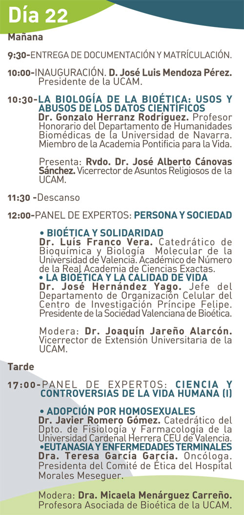 Jornadas de Bioética en la UCAM bajo el título: ‘Temas clave en la Bioética Contemporánea’, del 22 al 24 de enero - 2, Foto 2