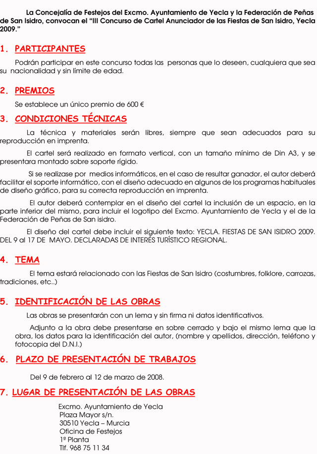 III Concurso de Cartel Anunciador Fiestas de San Isidro 2009 - 2, Foto 2