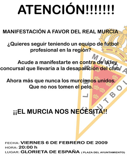 Convocan una manifestación a favor del Real Murcia - 1, Foto 1