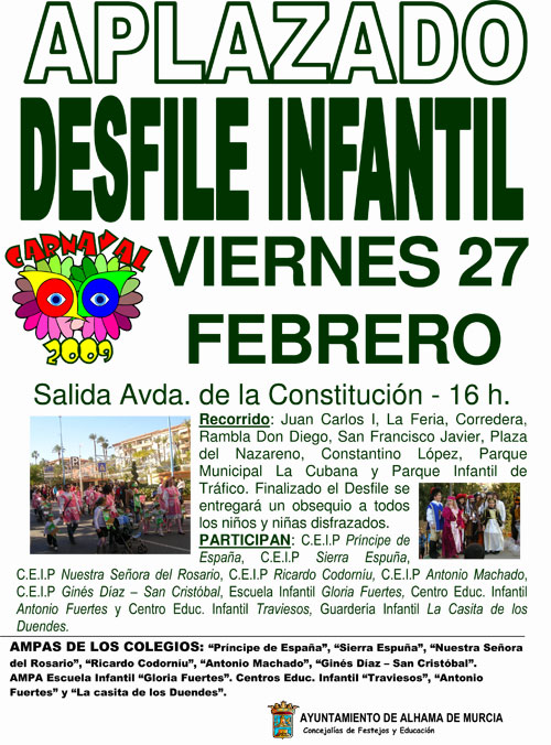 El desfile de Carnaval Infantil se aplaza al prximo viernes 27 de febrero, Foto 2