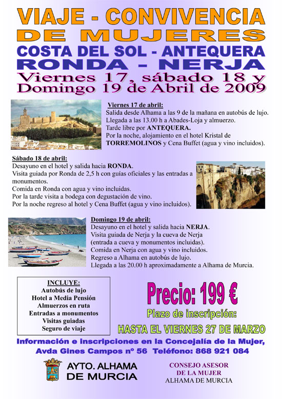 Viaje convivencia de mujeres a la Costa del Sol - Antequera - Ronda - Nerja, Foto 1