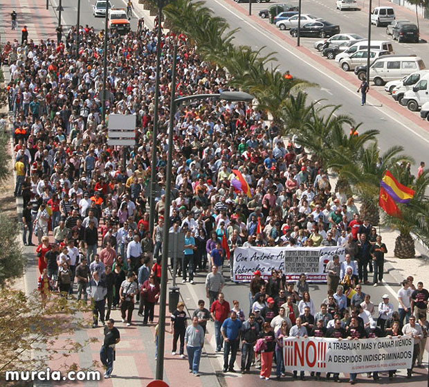 Multitudinaria manifestación en Alhama de los trabajadores de ElPozo Alimentación en defensa de sus derechos y contra los despidos, Foto 1