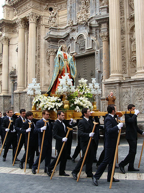 La Dolorosa de los Santos Pasos de Salzillo, protagonista del desfile procesional de la mañana de Sábado de Pasión - 1, Foto 1
