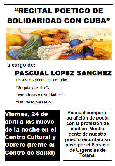 Recital poético en solidaridad con Cuba a cargo de Pascual López Sánchez, Foto 1