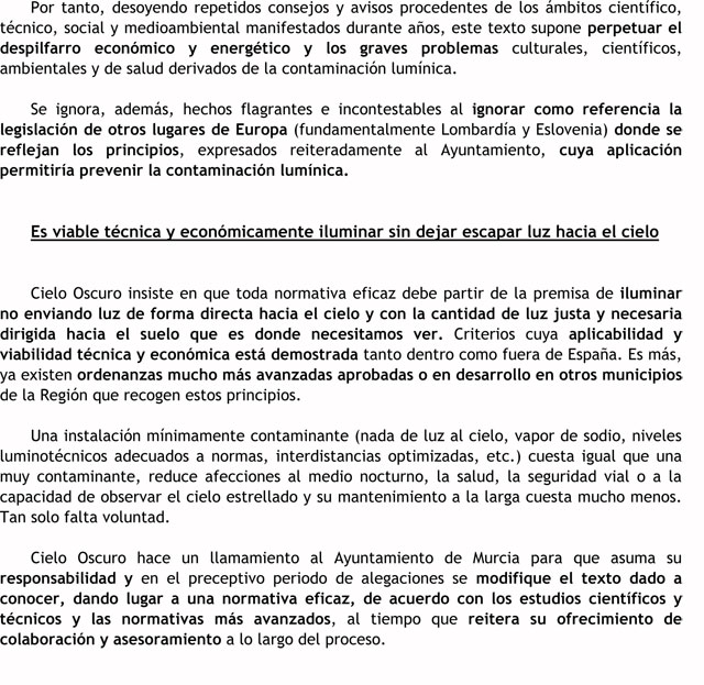 Campaña Cielo Oscuro valora negativamente la ordenanza del Ayuntamiento de Murcia contra la contaminación lumínica - 3, Foto 3