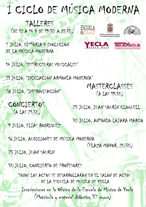 El Aula de Música Moderna de la Escuela de Música de Yecla va a desarrollar una serie de actividades durante el mes de julio - 1, Foto 1