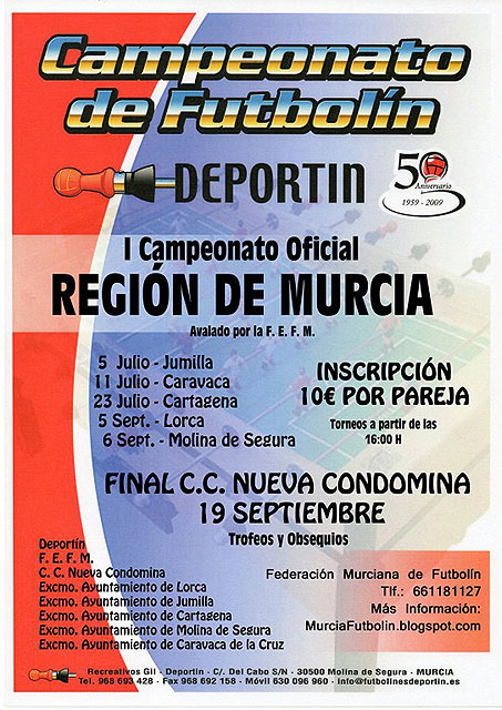Jumilla acoge, este sábado 4 de julio, una fase del I Campeonato de Futbolín de la Región de Murcia - 1, Foto 1