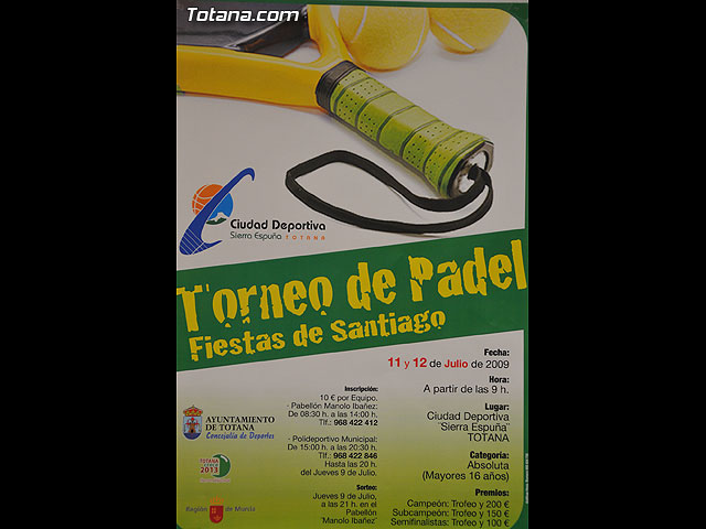 El plazo de inscripción para participar en el I Torneo de Pádel “Fiestas de Totana” finaliza el jueves 9 de julio, Foto 2