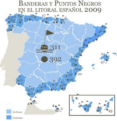 Mapa de Banderas y Puntos Negros concedidos por Ecologistas en Acción, en el año 2009., Foto 3