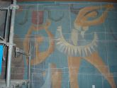 Comienza la complicada recuperación para el traslado del monumental mural de Párraga que se conserva en el Ateneo de Algezares