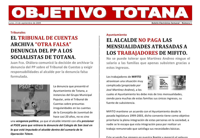 The PSOE de Totana publish a weekly newsletter "to keep neighbors informed", Foto 1