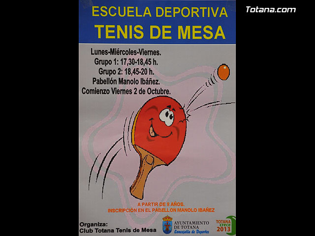 La Escuela Deportiva de Tenis de Mesa, que comenzar  sus clases el prximo viernes 2 de octubre, ser gestionada por el Club de Tenis de Mesa - 5